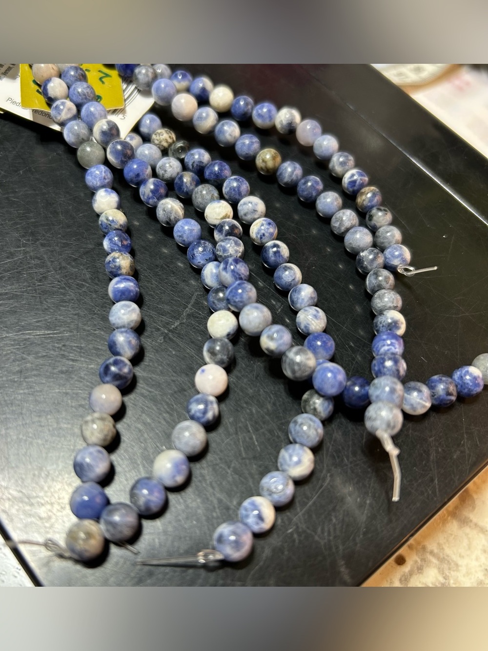 Beads Sodalite 6mm smooth round stone ~ Blue marbled ~ 6 strands ~ Bead Gallery